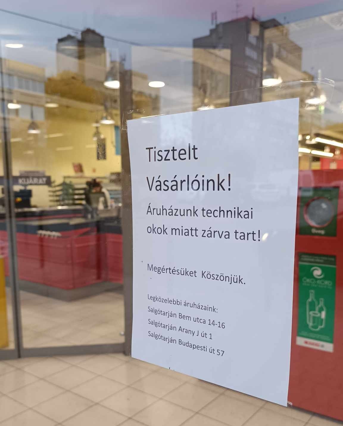 bezárt a besztercei Spar