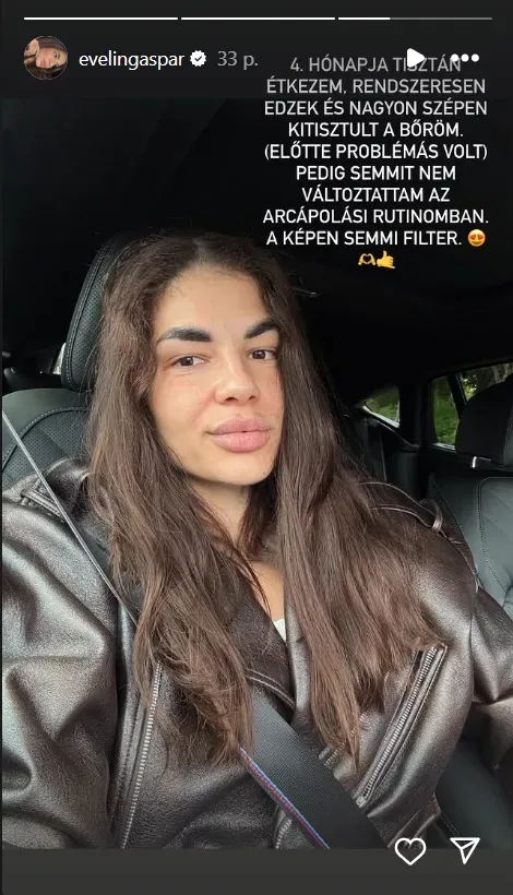 Filter nélkül mutatta meg arcát Gáspár Evelin