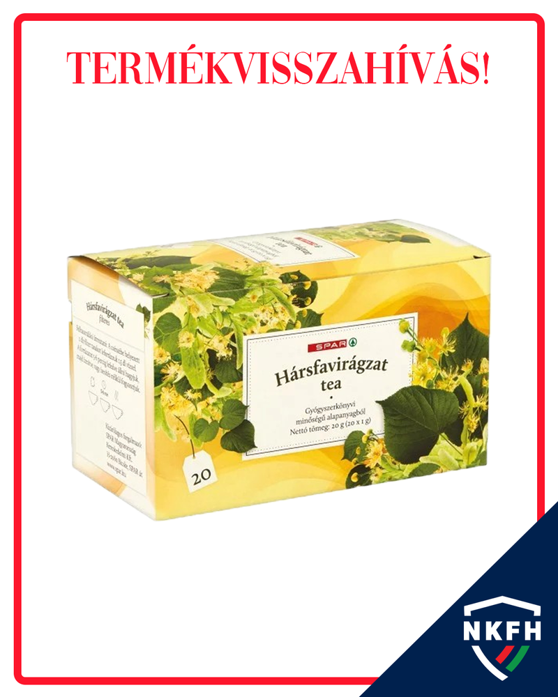 termékvisszahívást indított a SPAR Hársfavirágzat Tea 20x1g kiszerelésű termék esetében